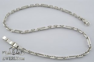 Big men's chain "Elongated anchor" of sterling silver, фото